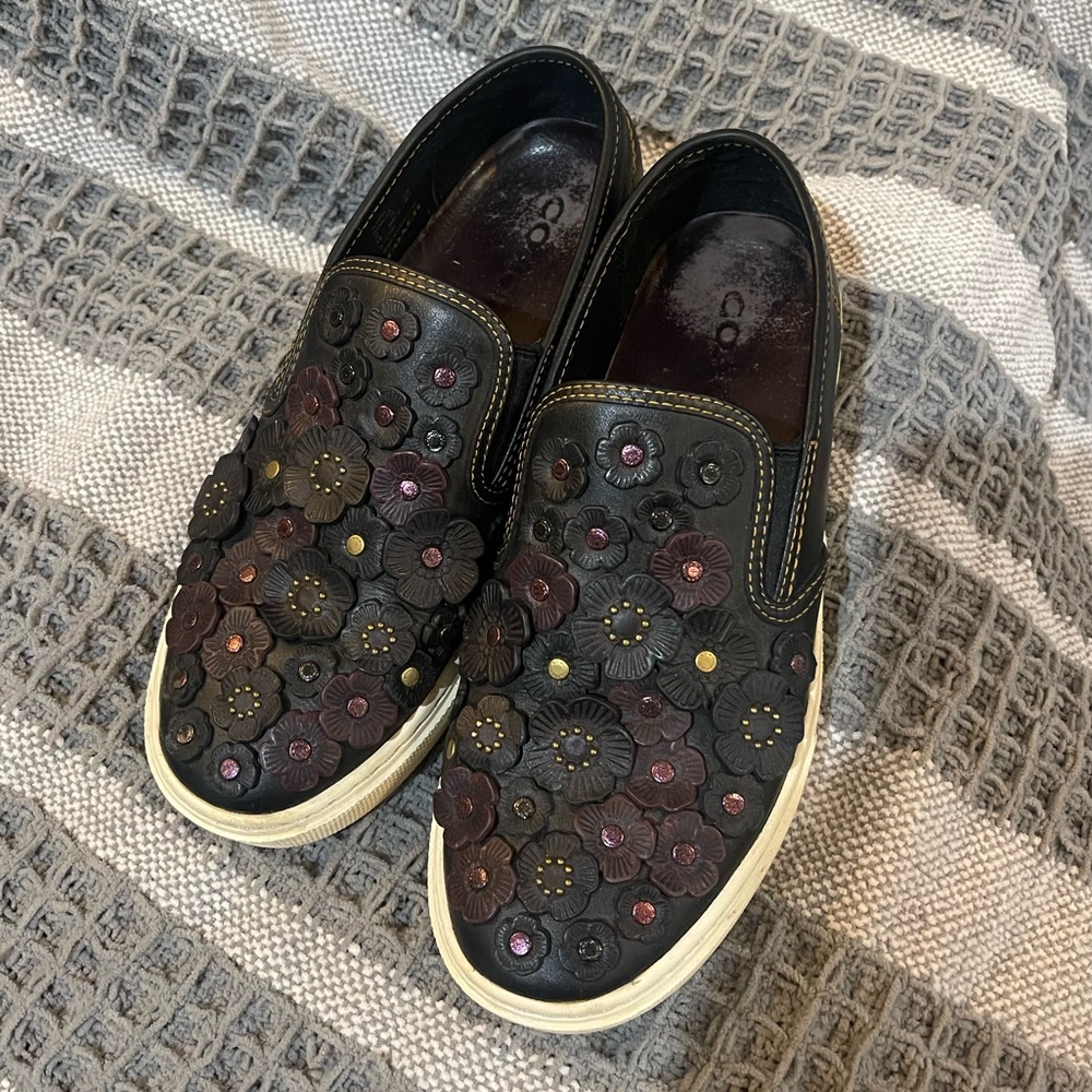 Coach Leather Tea Rose Slip On Shoes